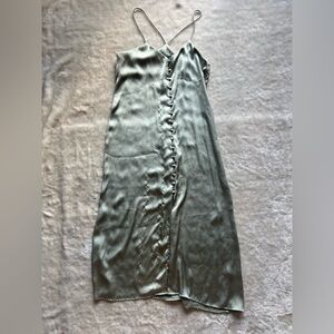 Zara Light Sage Green Satin Maxi Dress